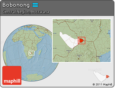 Savanna Style Location Map of Bobonong, highlighted parent region, hill shading