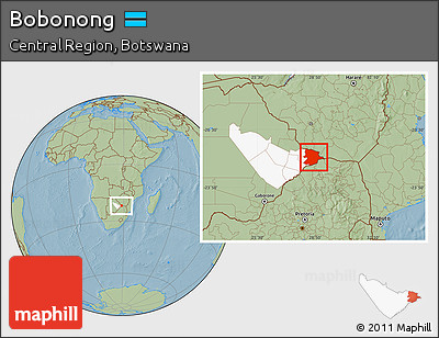 Savanna Style Location Map of Bobonong, highlighted parent region, hill shading