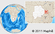 Shaded Relief Location Map of Bobonong, highlighted country, within the entire country