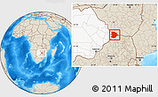 Shaded Relief Location Map of Bobonong, highlighted country