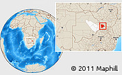 Shaded Relief Location Map of Bobonong, highlighted parent region, within the entire country