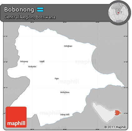 Gray Simple Map of Bobonong, single color outside
