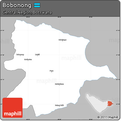 Gray Simple Map of Bobonong, single color outside