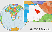Political Location Map of Letlhakane, highlighted country
