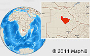 Shaded Relief Location Map of Letlhakane