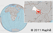Gray Location Map of Tonota, highlighted parent region, hill shading