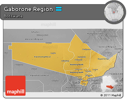 Physical 3D Map of Gaborone Region, desaturated