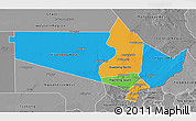 Political 3D Map of Gaborone Region, desaturated