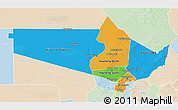 Political 3D Map of Gaborone Region, lighten