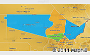 Political 3D Map of Gaborone Region, physical outside