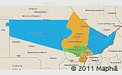Political 3D Map of Gaborone Region, shaded relief outside