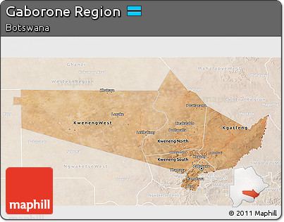 Satellite 3D Map of Gaborone Region, lighten