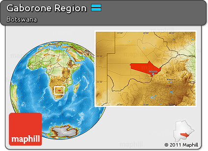 Physical Location Map of Gaborone Region