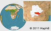 Satellite Location Map of Gaborone Region, highlighted country, within the entire country