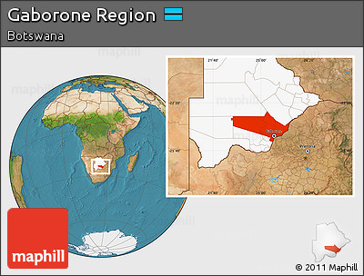 Satellite Location Map of Gaborone Region, highlighted country