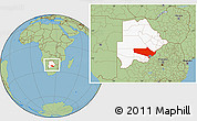 Savanna Style Location Map of Gaborone Region, highlighted country, within the entire country