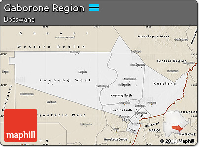 Classic Style Map of Gaborone Region