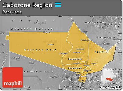Physical Map of Gaborone Region, desaturated