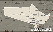 Shaded Relief Map of Gaborone Region, darken