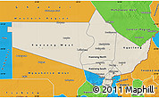 Shaded Relief Map of Gaborone Region, political outside