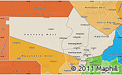 Shaded Relief Map of Gaborone Region, political shades outside