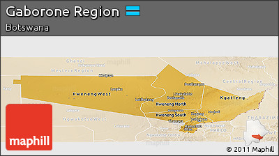 Physical Panoramic Map of Gaborone Region, lighten