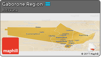 Physical Panoramic Map of Gaborone Region, lighten