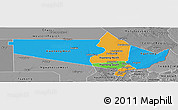 Political Panoramic Map of Gaborone Region, desaturated