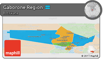 Political Panoramic Map of Gaborone Region, lighten