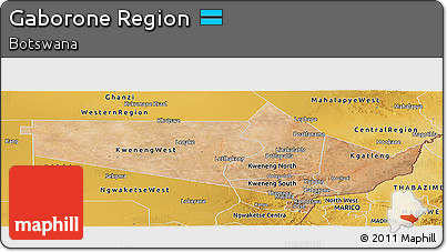 Satellite Panoramic Map of Gaborone Region, physical outside