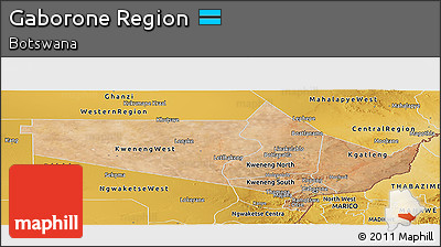 Satellite Panoramic Map of Gaborone Region, physical outside