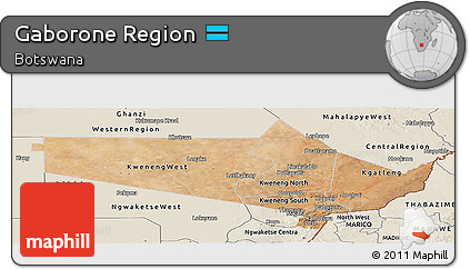 Satellite Panoramic Map of Gaborone Region, shaded relief outside