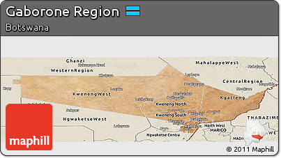 Satellite Panoramic Map of Gaborone Region, shaded relief outside