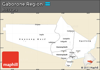 Classic Style Simple Map of Gaborone Region, single color outside