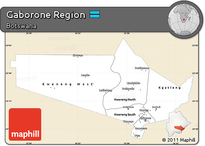 Classic Style Simple Map of Gaborone Region, single color outside