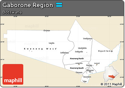 Classic Style Simple Map of Gaborone Region, single color outside