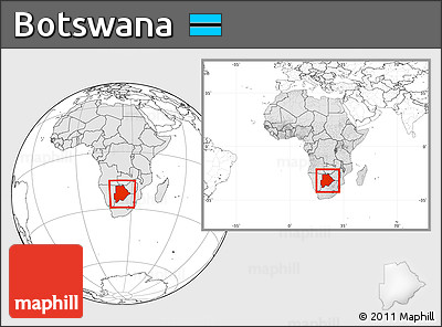 Blank Location Map of Botswana, highlighted continent, within the entire continent