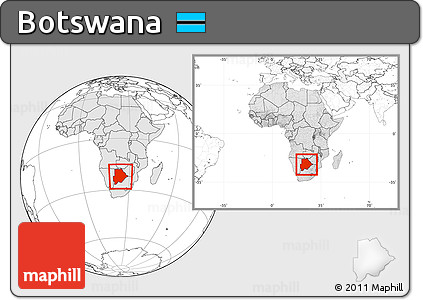 Blank Location Map of Botswana, highlighted continent, within the entire continent