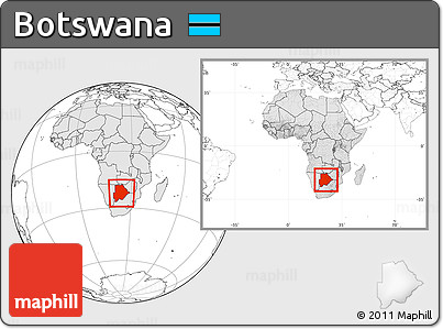 Blank Location Map of Botswana, highlighted continent, within the entire continent