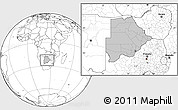 Gray Location Map of Botswana, blank outside
