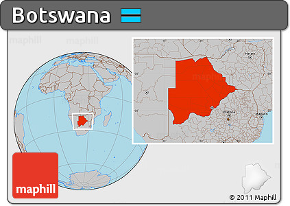 Gray Location Map of Botswana