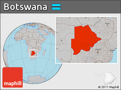 Gray Location Map of Botswana