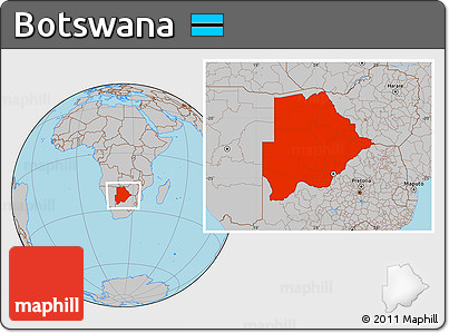 Gray Location Map of Botswana