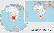 Gray Location Map of Botswana, highlighted continent, within the entire continent