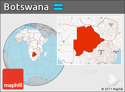 Gray Location Map of Botswana, highlighted continent