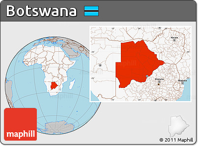 Gray Location Map of Botswana, highlighted continent