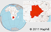 Gray Location Map of Botswana, highlighted continent