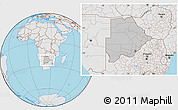 Gray Location Map of Botswana, lighten, desaturated, land only