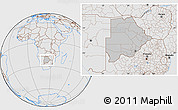 Gray Location Map of Botswana, lighten, desaturated