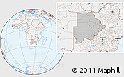 Gray Location Map of Botswana, lighten